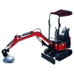 Minibagger E12 1 t – Kompakter Hydraulikbagger mit Kubota-Dieselaggregat – Löffelinhalt 0,025 m³ – Schutzdach